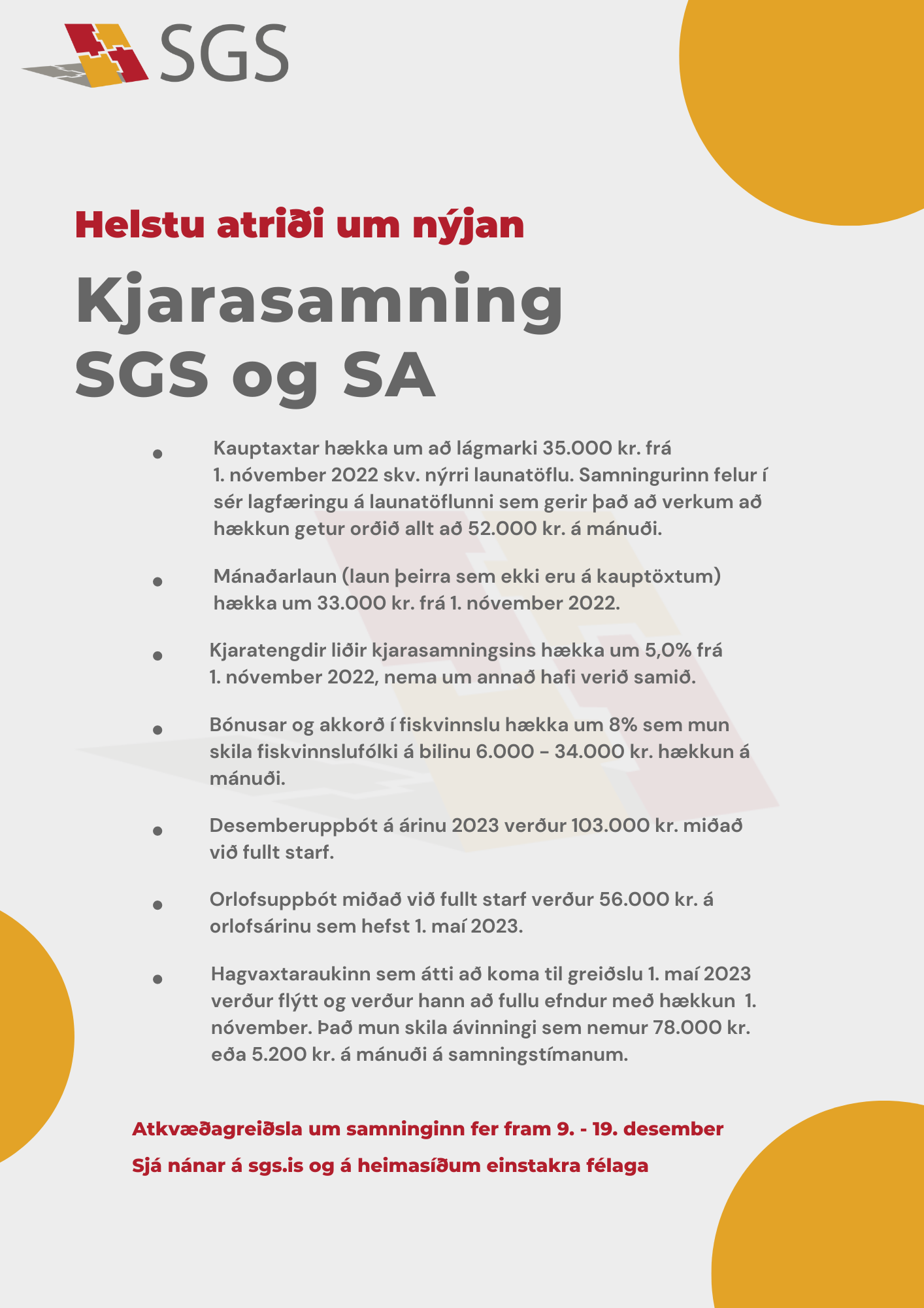 Helstu atriði um nýjan kjarasamning 