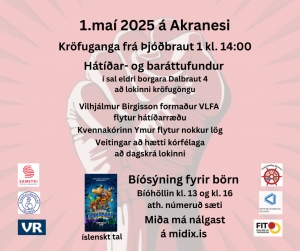 1. maí 2025 - Kröfuganga - Hátíðarfundur - Bíó fyrir börn