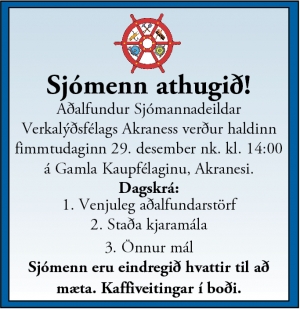 Aðalfundur sjómannadeildar VLFA á morgun kl. 14