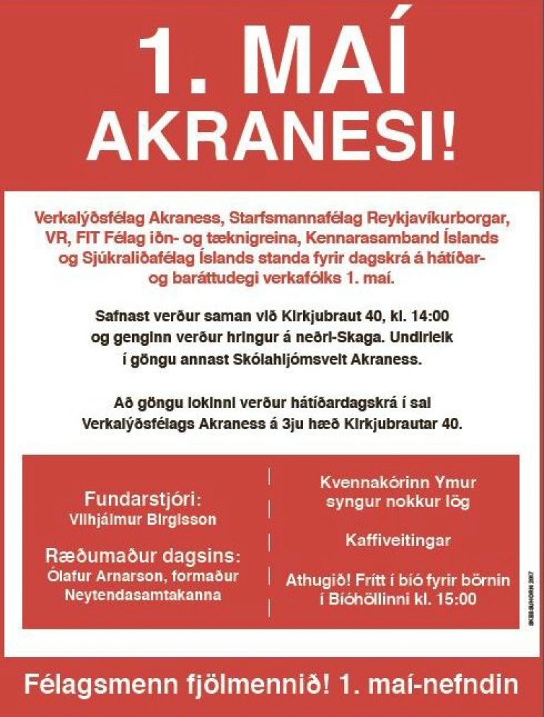 Ólafur Arnarson, formaður Neytendasamtakanna, ræðumaður á Akranesi 1. maí
