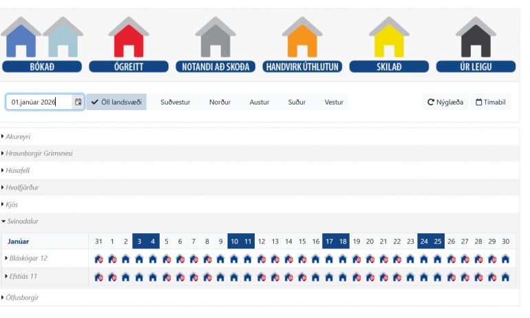 Breytingar &aacute; leigu orlofsh&uacute;sa - sem taka gildi &aacute; n&yacute;ju &aacute;ri